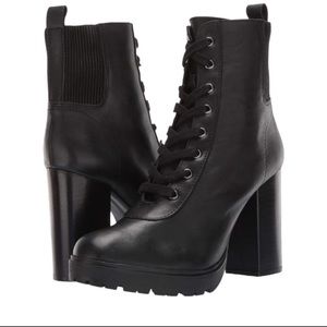 Steve Madden Black Latch Leather Boot Size 7